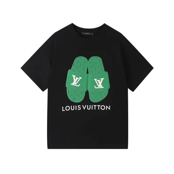루이비통 남성 블랙 크루넥 반팔티 - Mens Black Tshirts - lou04178… - 1