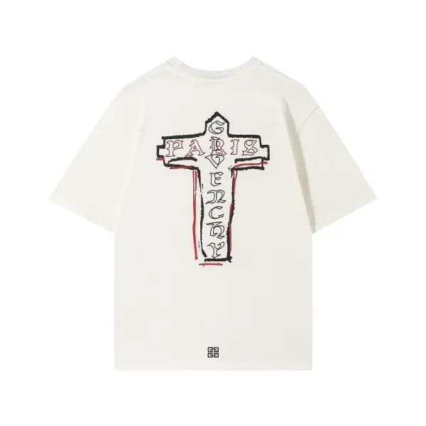 지방시 남성 크루넥 아이보리 반팔티 - Mens Ivory Tshirts - giv0723… - 1
