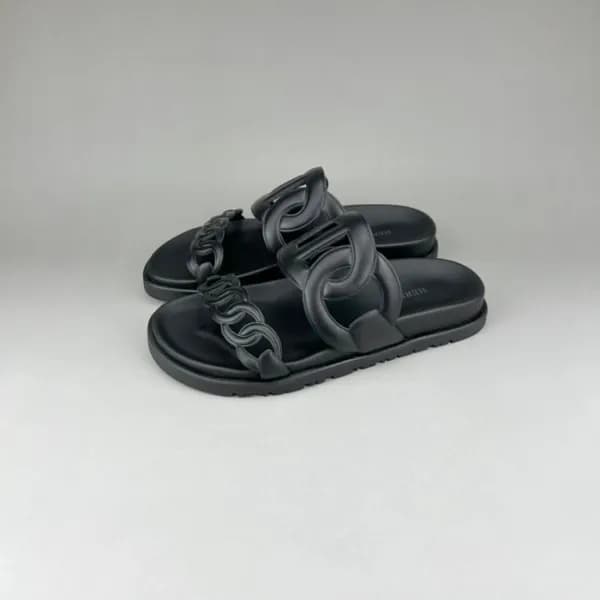 에르메스 남/녀 트렌디 블랙 슬리퍼 - Unisex Black Slippers - her0… - 1