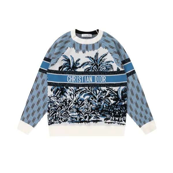 디올 남성 블루 크루넥 스웨터 - Mens Blue Sweaters - dio02134x - 1