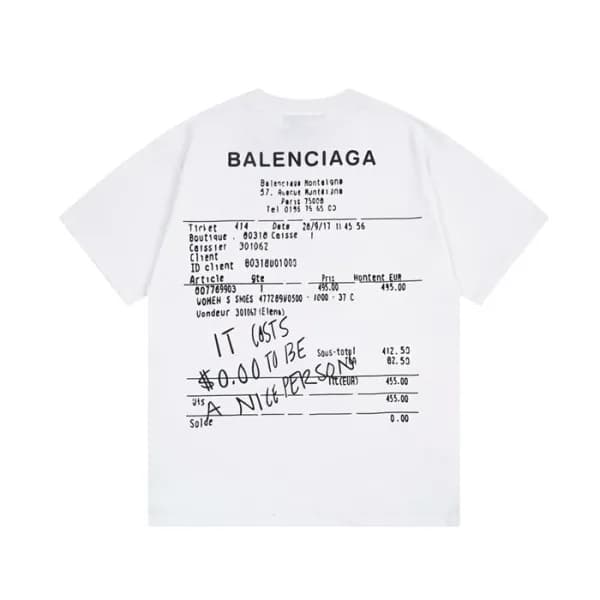 발렌시아가 남성 크루넥 화이트 반팔티 - Balenciaga Mens White Short… - 1