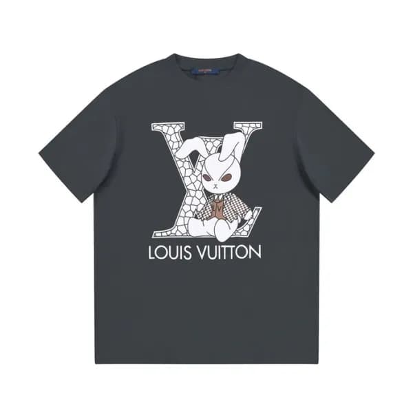 루이비통 남성 그레이 크루넥 반팔티 - Louis vuitton Mens Gray Shor… - 1