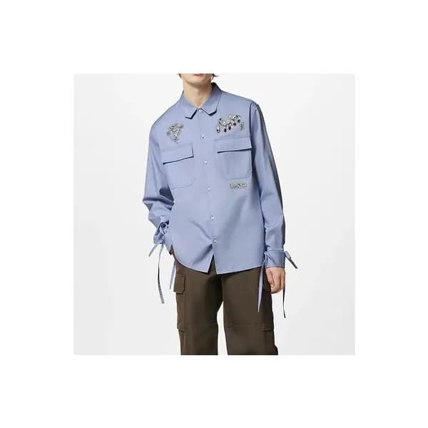 루이비통 남성 블루 셔츠 - Louis vuitton Mens Blue Tshirts - … - 1