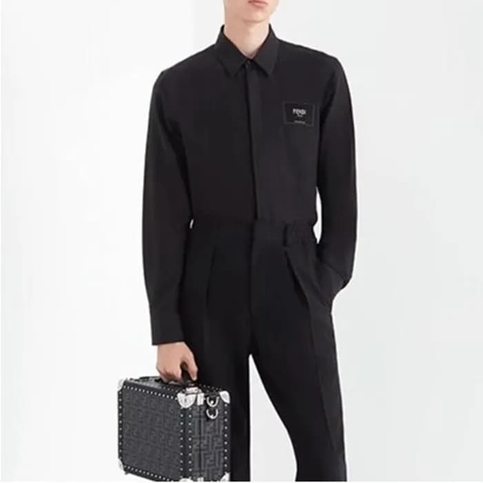 펜디 남성 블랙 셔츠 - Fendi Mens Black Tshirts - fe68x - 1