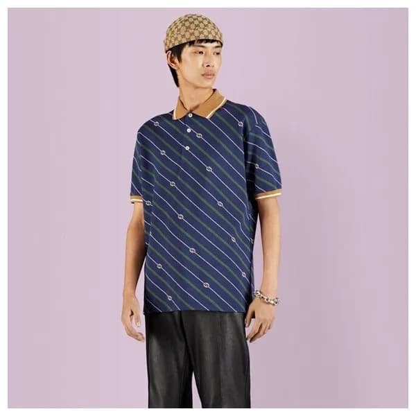구찌 남성 네이비 폴로 반팔티 - Gucci Mens Navy Short sleeved T… - 1