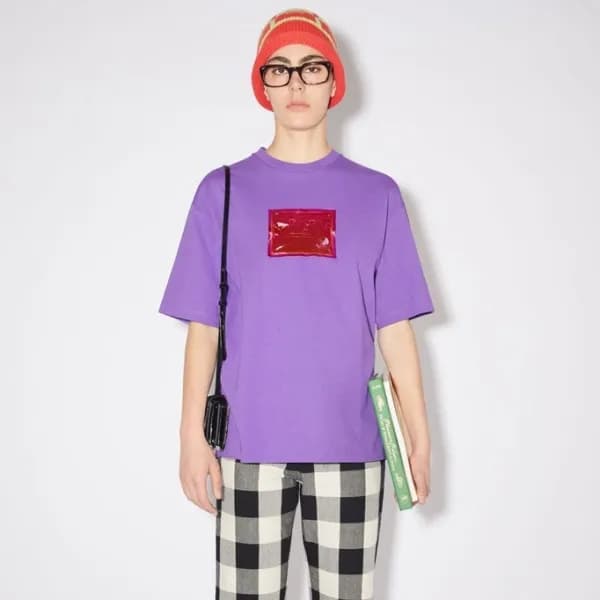 아크네 남/녀 퍼플 크루넥 반팔티 - Acne Unisex Purple Short slee… - 1