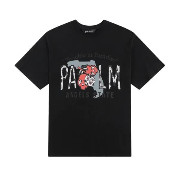 팜 엔젤스 남성 블랙 크루넥 반팔티 - Pam Angels Mens Black Tshirt… - 1