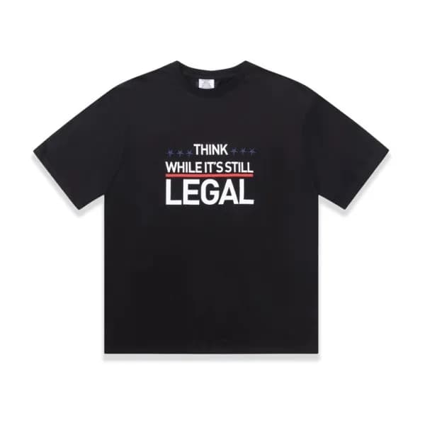베트멍 남/녀 트렌디 블랙 반팔티 - Vetements Unisex Black Tshirt… - 1