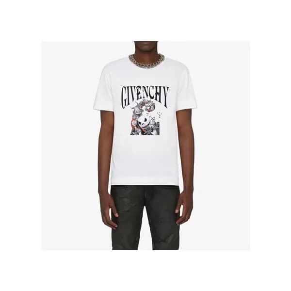 지방시 남성 크루넥 화이트 반팔티 - Givenchy Mens White Short Sle… - 1