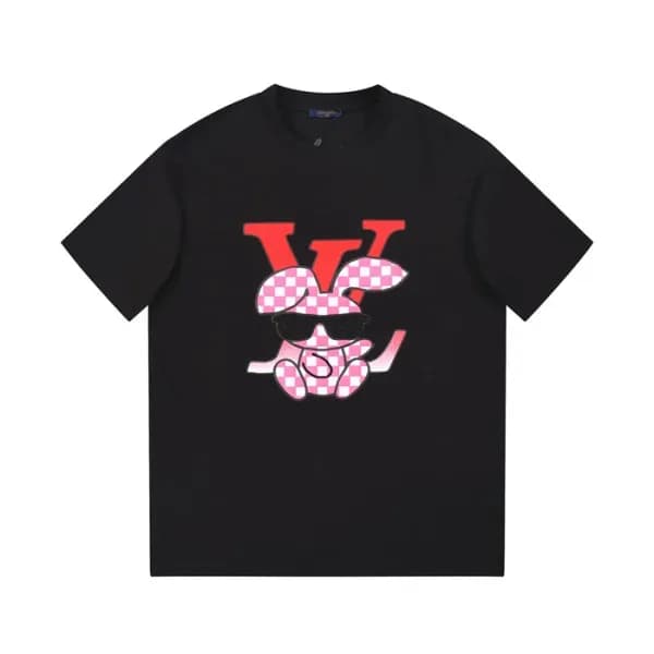 루이비통 남성 블랙 크루넥 반팔티 - Louis vuitton Mens Black Shor… - 1