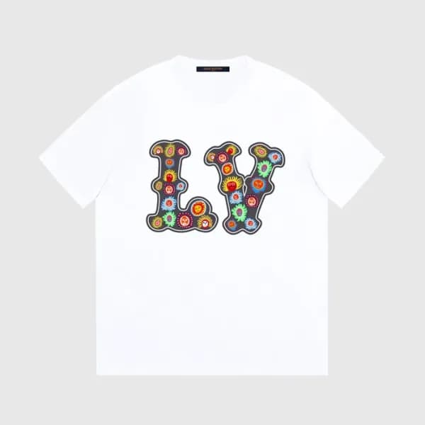 루이비통 남성 크루넥 화이트 반팔티 - Louis vuitton Mens White Sho… - 1