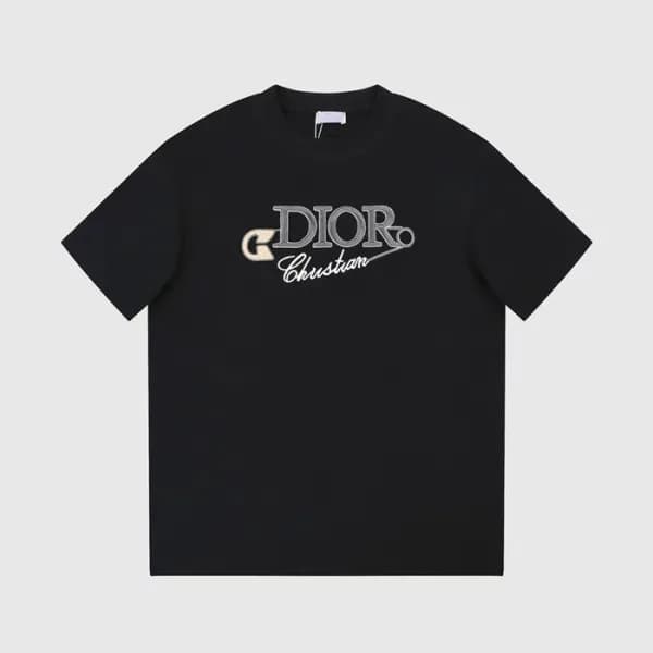 디올 남성 블랙 크루넥 반팔티 - Dior Mens Black Short sleeved T… - 1