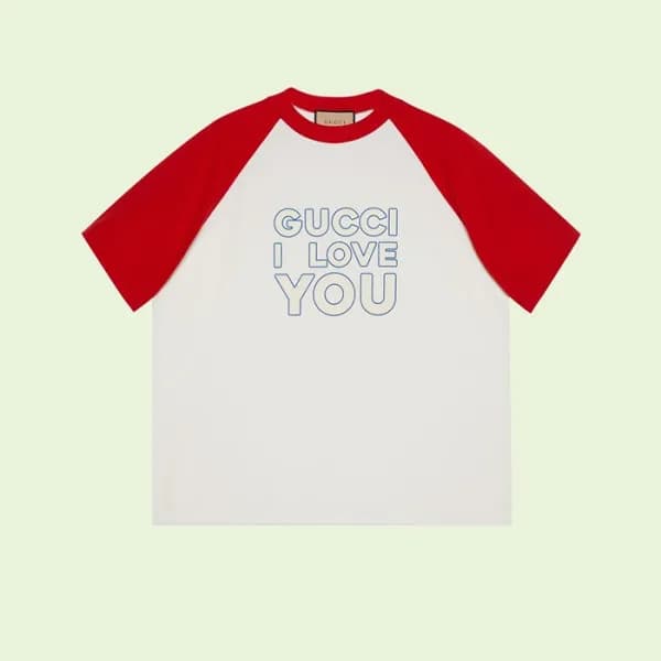 구찌 남/녀 레드 크루넥 반팔티 - Gucci Unisex Red Short sleeved… - 1