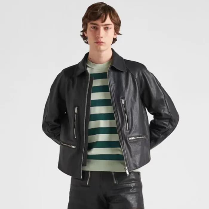 프라다 남성 모던 블랙 가죽 자켓 - Prada Mens Black Jackets - pr… - 1