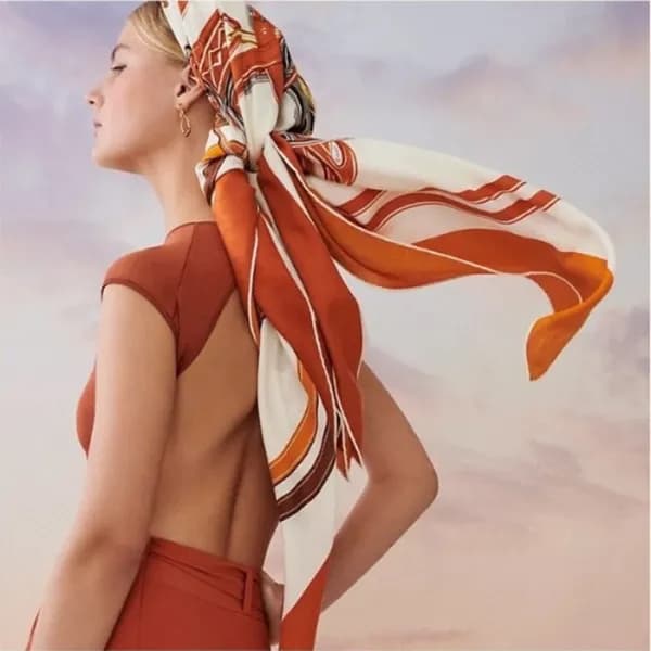에르메스 여성 오렌지 스카프 - Hermes Womens Orange Scarf - he4… - 1