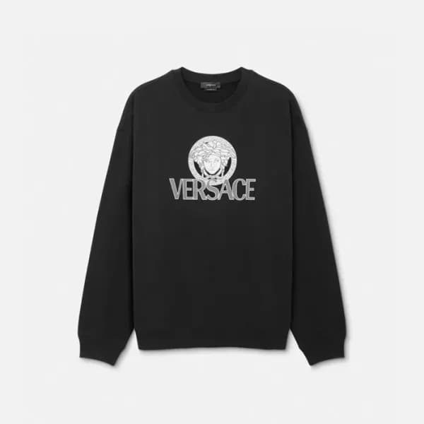 베르사체 남성 블랙 크루넥 맨투맨- Versace Mens Black Tshirts - c… - 1