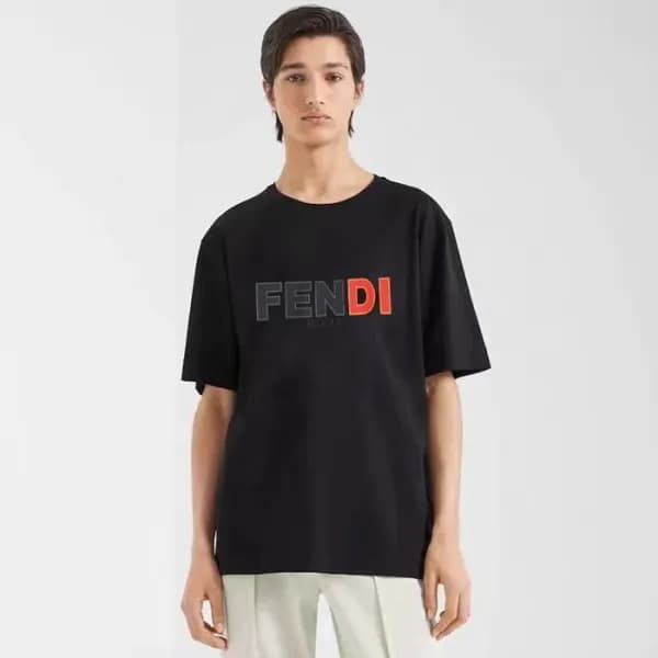 펜디 남성 블랙 반팔 티셔츠 - Fendi Mens Black Tshirts - fec60… - 1