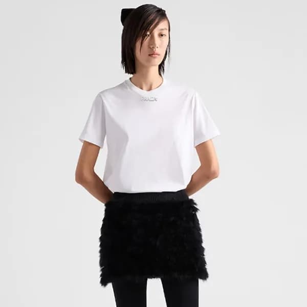 프라다 여성 화이트 반팔 티셔츠 - Prada Womens White Tshirts - p… - 1