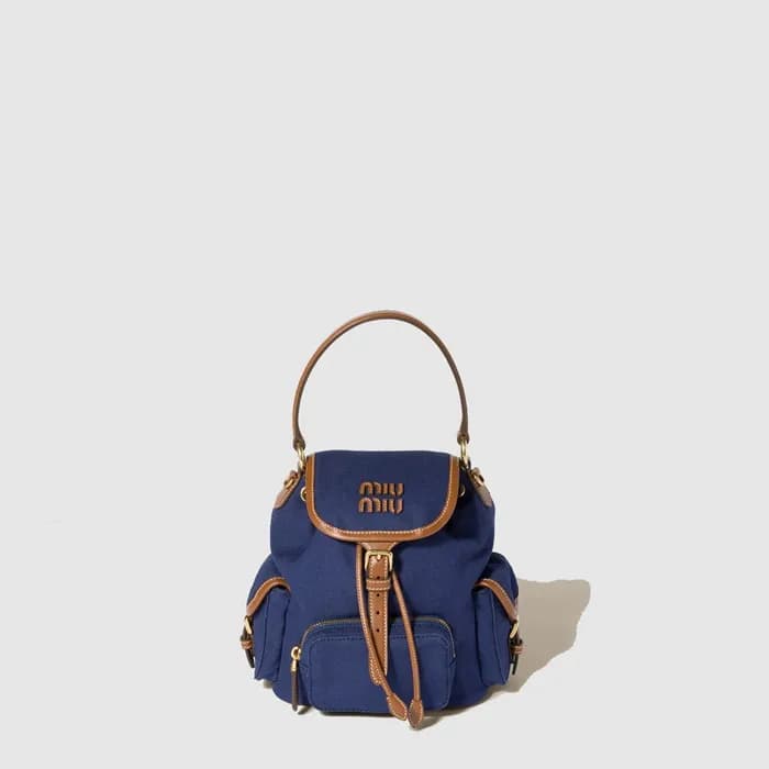미우미우 여성 캔버스 가죽 백팩 - MiuMiu Womens Canvas Leather B… - 1