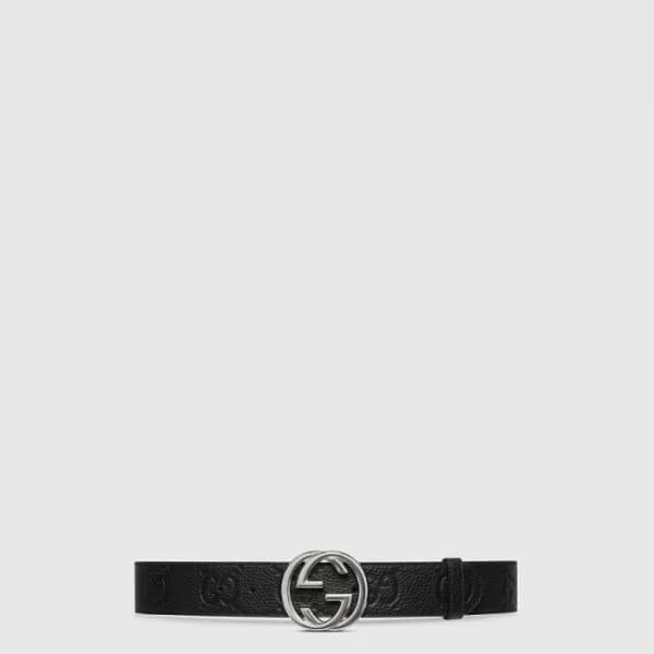 구찌 남성 인터로킹 G 버클 와이드 벨트 - Gucci Mens Interlocking G… - 1