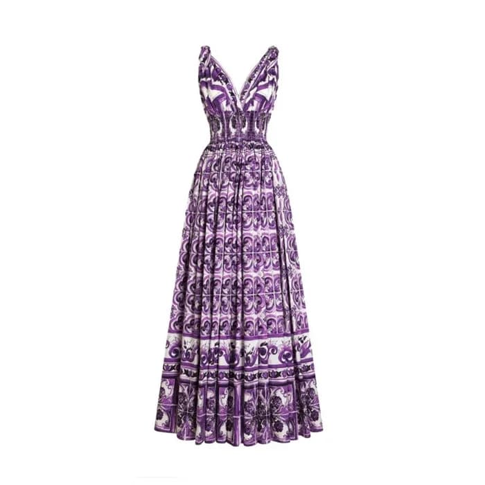 돌체앤가바나 여성 마이올리카 프린트 미디 드레스 - Dolce&Gabbana Womens … - 1
