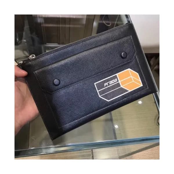 Prada Saffiano Mens Clutch Bag,28CM - 프라다 사피아노 남성… - 1
