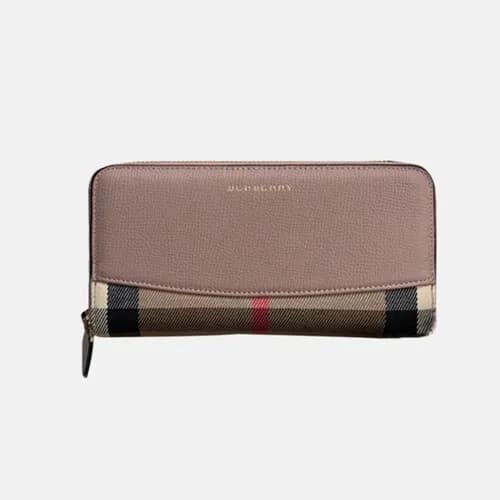 Burberry 2018 Ladies Check Leather Zip Round Walle… - 1