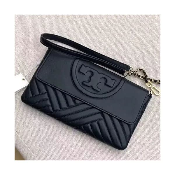 Tory Burch Leather Black Clutch Bag / Shoulder Bag… - 1