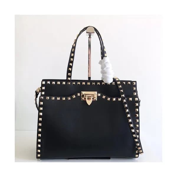 Valentino 2019 Leather Garavani Rockstud Tote Shou… - 1