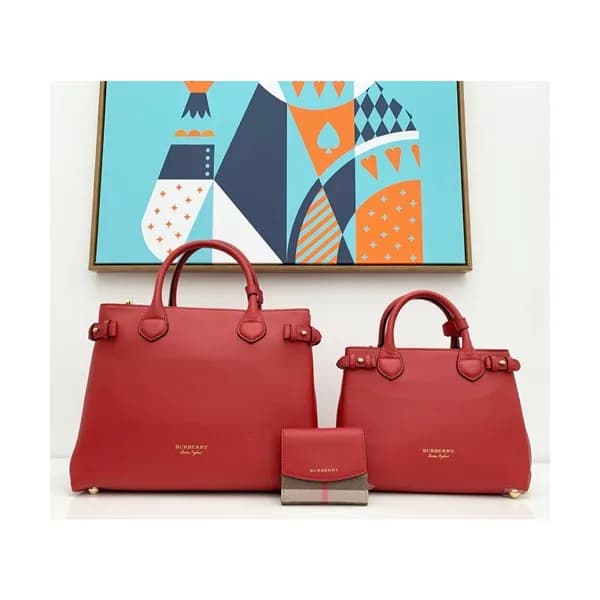 Burberry 2019 Leather Banner Tote Shoulder Bag, 26… - 1
