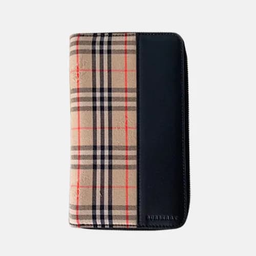 Burberry 2019 Check Leather Zip Round Wallet - 버버리… - 1