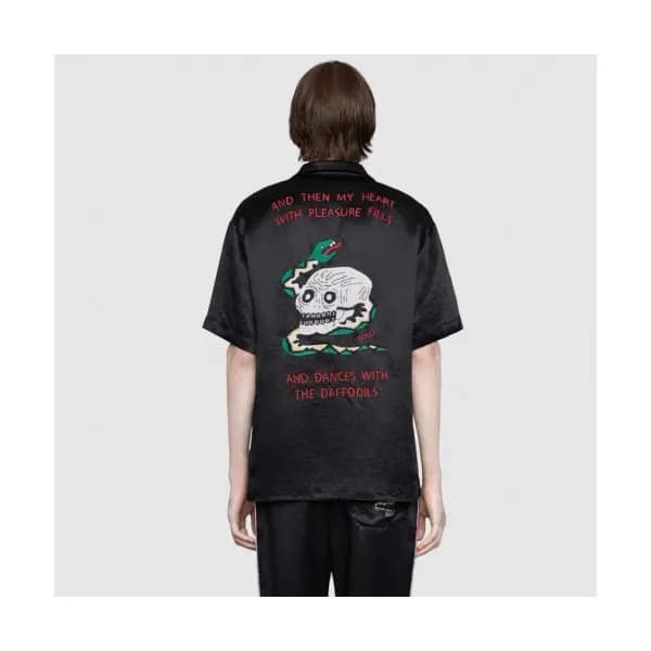 Gucci 2019 Mens Logo Silk Short Sleeved Clothes - … - 1