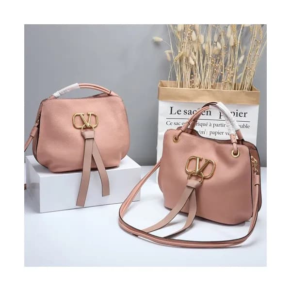 Valentino 2019 V-ring Leather Tote Shoudler Bag,26… - 1