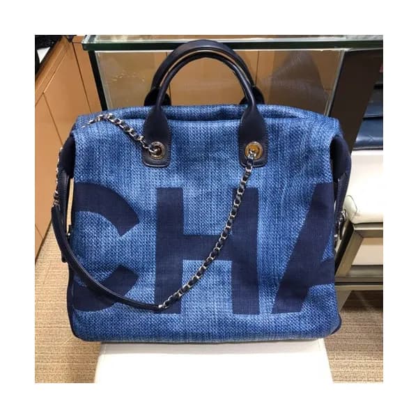 Chanel 2019 Canvas Tote Shoulder Shopper Bag ,38CM… - 1