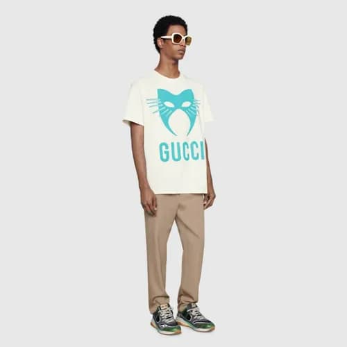 GUCCI 2019 Mens Logo Cotton Short Sleeved Tshirt -… - 1