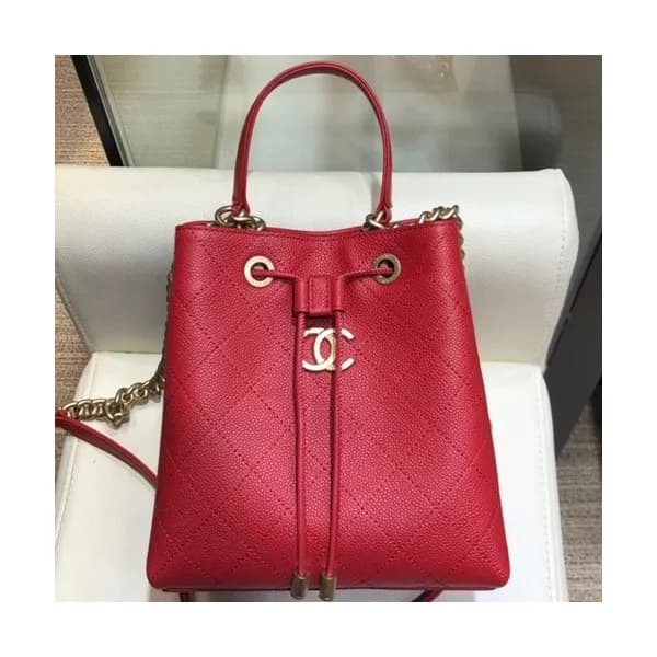 Chanel 2019 Leather Bucket Tote Shoulder Bag ,20CM… - 1