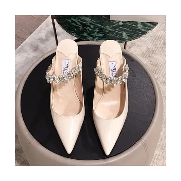Jimmy-Choo 2019 Ladies Crystal Patent Strap Slippe… - 1