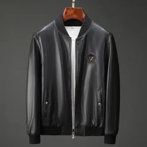 [베르사체]Versace 2020 Logo Mens Casual Leather Jacket… - 1