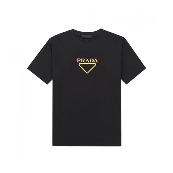 Prada Mens Basic Logo Short Sleeved Tshirts Black… - 1