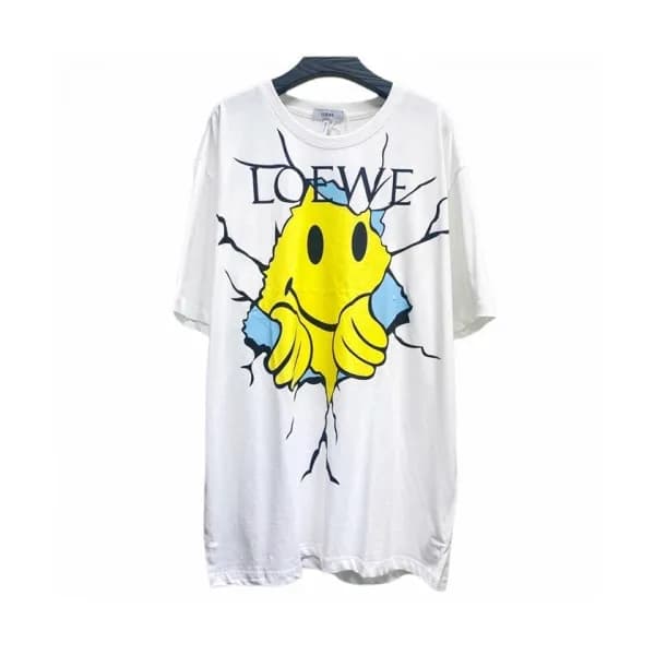 Loewe Mens Smile Short Sleeved Tshirts White - 로에… - 1