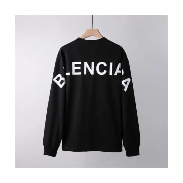 Balenciaga Mens Logo Crew-neck Cotton Tshirts Bla… - 1