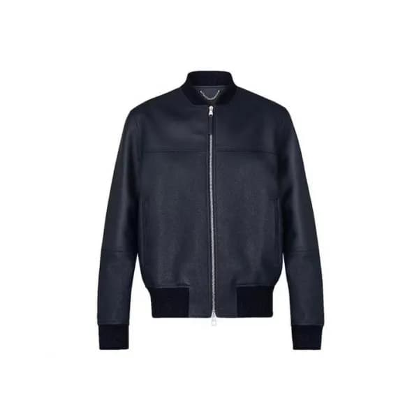 Louis vuitton Mens Logo Leather Jackets Black - 루… - 1