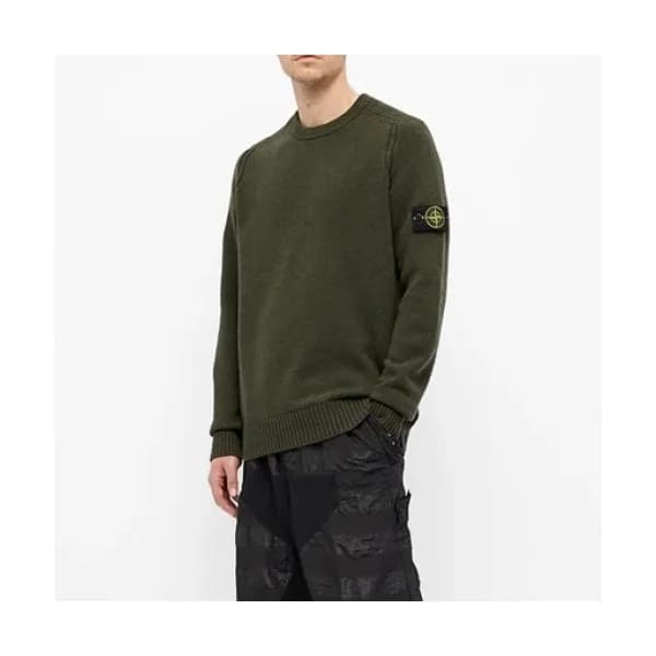 Stone Island Mens Casual Crew-neck Sweaters Khaki… - 1