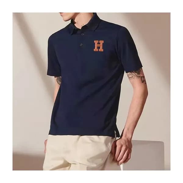 에르메스 남자 네미비 폴로 반팔티 - Mens Navy Tshirts - her0739x - 1