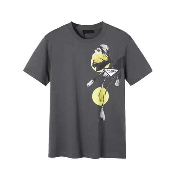 프라다 남성 크루넥 그레이 반팔티 - Mens Gray Tshirts - Pra02699x - 1