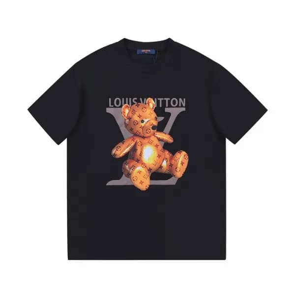 루이비통 남/녀 블랙 크루넥 반팔티 - Unisex Black Tshirts - lou04… - 1
