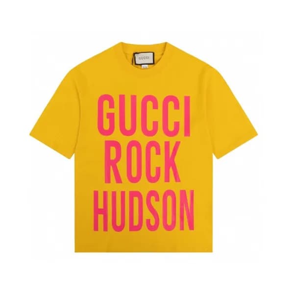 구찌 남/녀 옐로우 크루넥 반팔티 - Unisex Yellow Tshirts - guc04… - 1