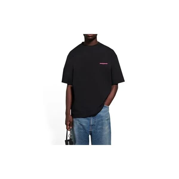 발렌시아가 남성 크루넥 블랙 반팔티 - Mens Black Tshirts - bal0166… - 1