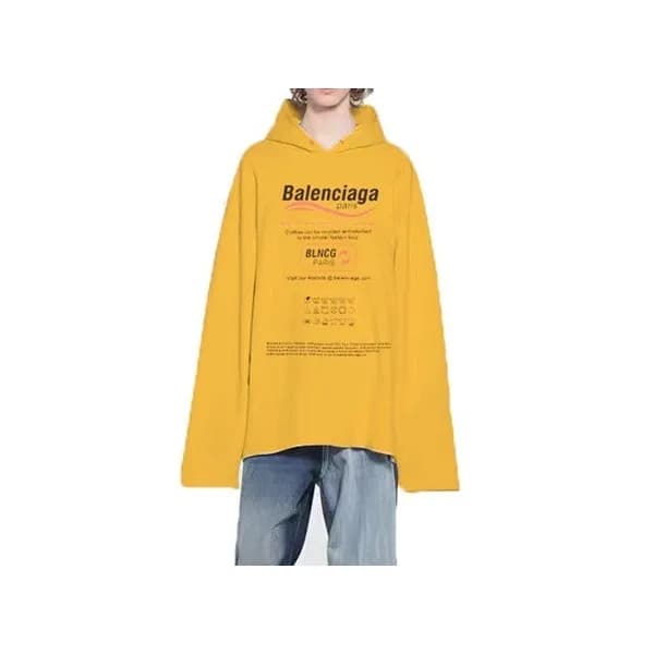 발렌시아가 남/녀 캐쥬얼 옐로우 후드티 - Balenciaga Unisex Yellow H… - 1