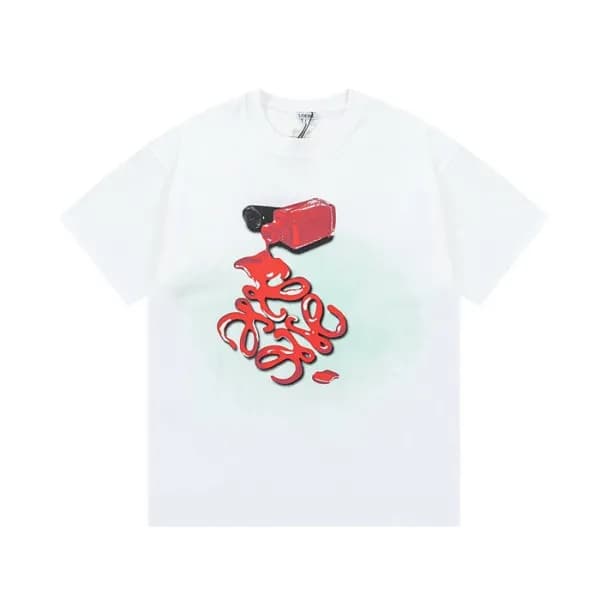 로에베 남/녀 이니셜 화이트 반팔티 - Loewe Unisex White Short sle… - 1
